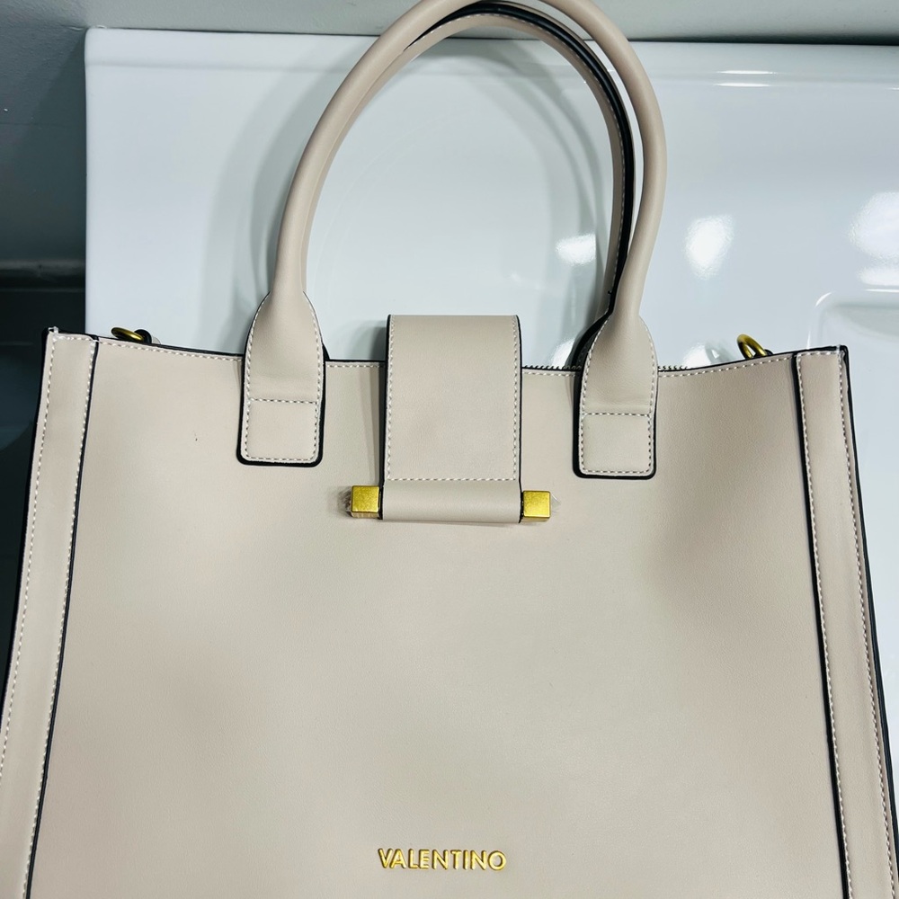 Beige Tote with Gold Accents